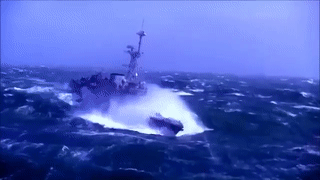 D646 Latouche-Trville Navy ship in Storm